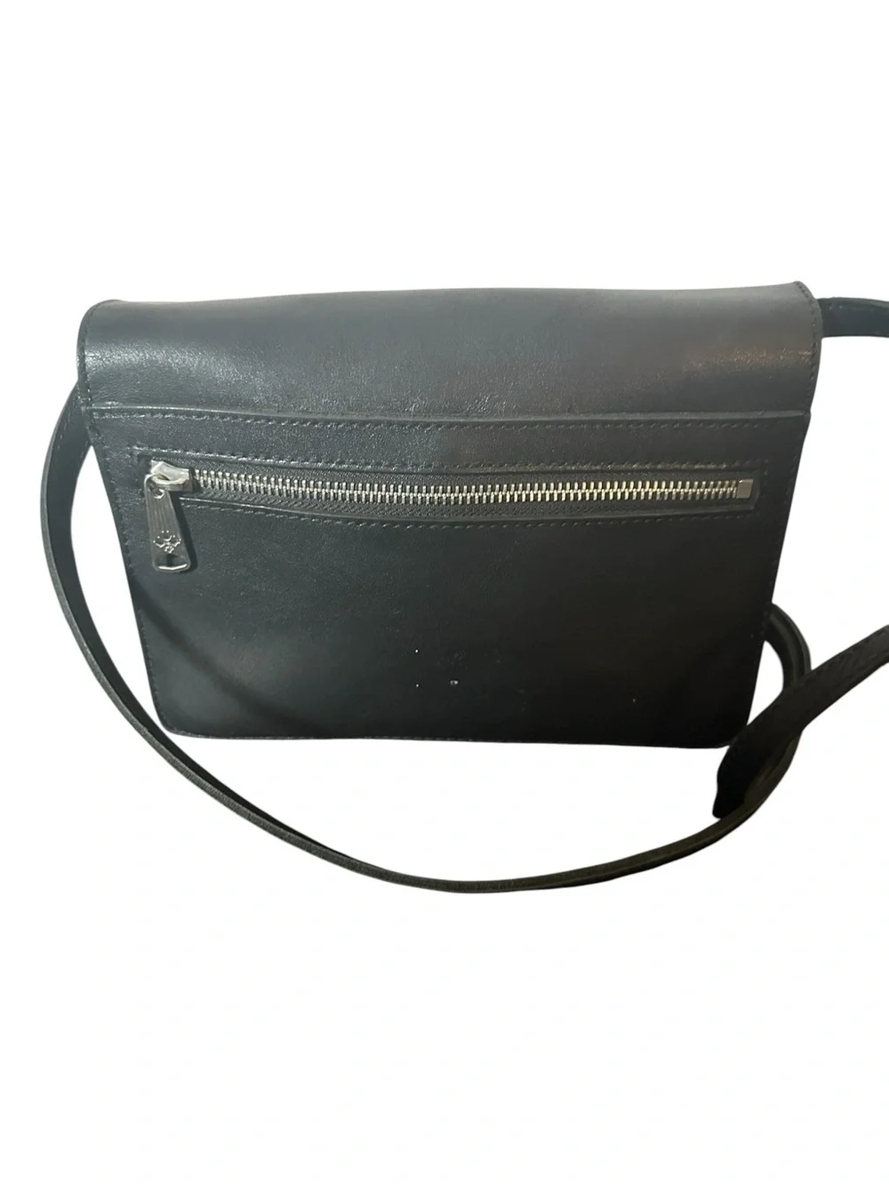Patricia Nash Lanza Black Leather Crossbody Organizer Bag Silver Hardware